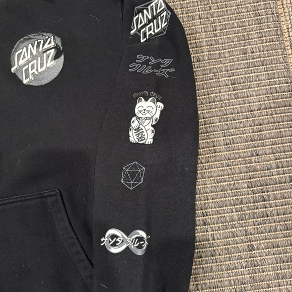 Santa Cruz Skateboards Black Hoodie with Gray Graphics - Picture 2 of 6